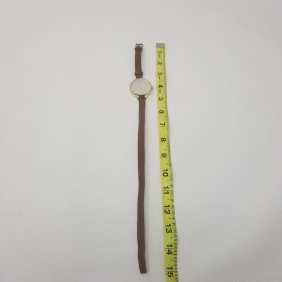 American Eagle Brown Faux Leather White Face Gold Bezel Wrap Around Watch - Picture 7 of 9